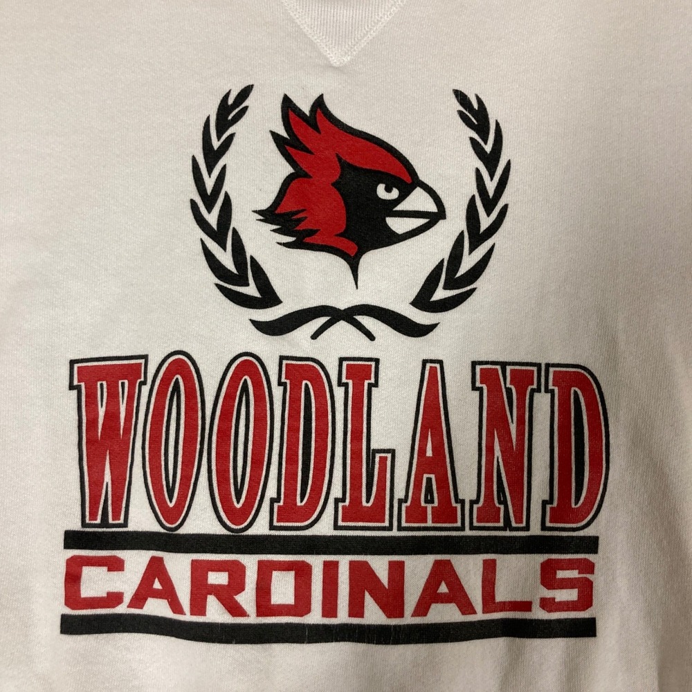 VTG Russell Athletic Woodland Cardinals Sweatshirt White Youth Medium USA Made